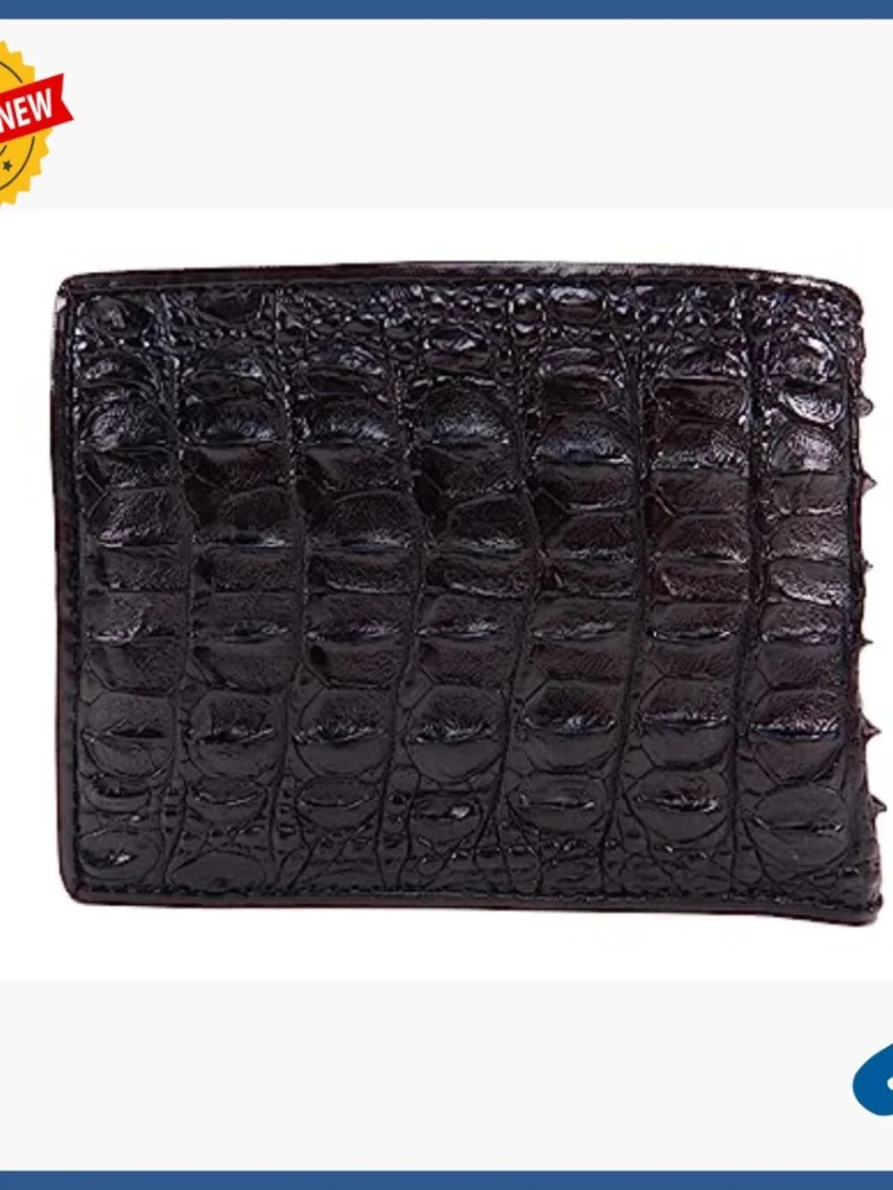 Genuine Crocodile Skin Leather Bifold Wallet 6 Card Slots 2 ID Windows